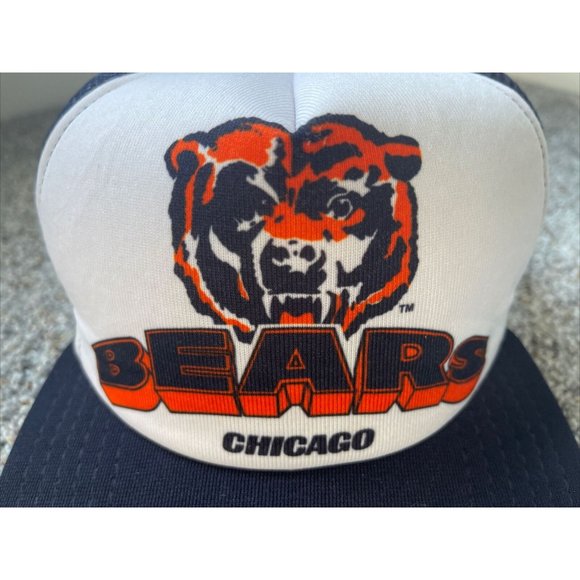 Vintage 80s Chicago Bears NFL New Era Mesh Foam Trucker Snapback Hat Cap USA - Picture 5 of 9